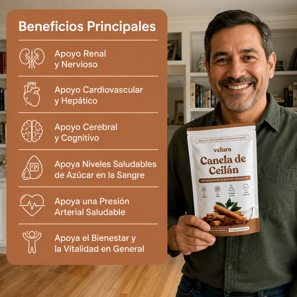Canela de Ceylán Equivalente a 7200mg con Aceite MCT