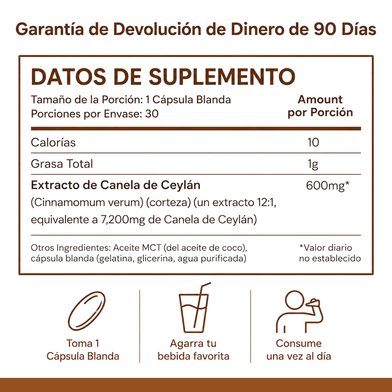 Velura™ Extracto de Canela de Ceylán con Aceite MCT