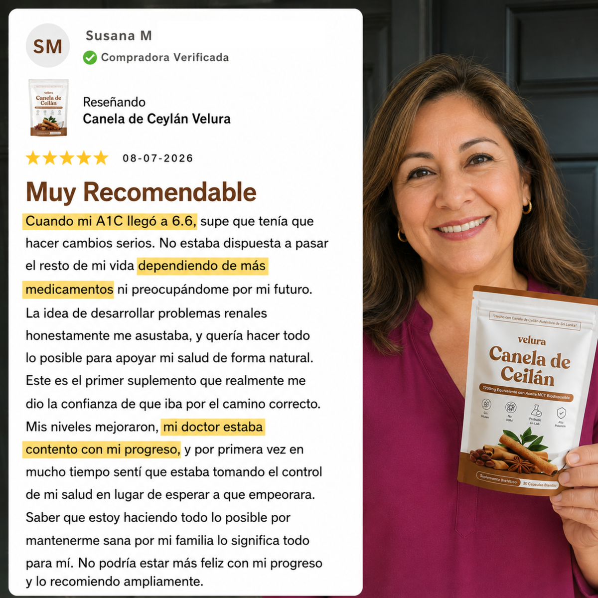 Canela de Ceylán Equivalente a 7200mg con Aceite MCT