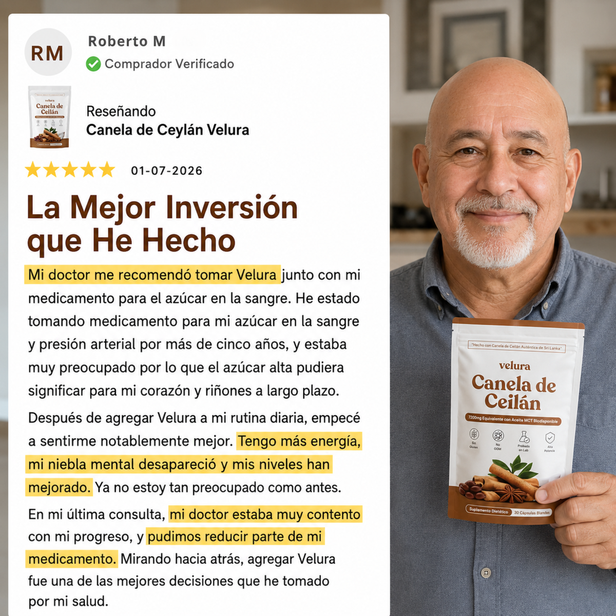 Canela de Ceylán Equivalente a 7200mg con Aceite MCT
