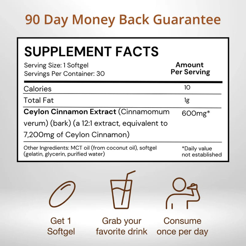 Velura™ Ceylon Cinnamon 7200mg Equivalent with MCT Oil